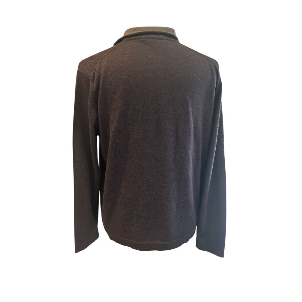 Mario Gilberti Made in Italy 100% Merino Wool Half-Zip Sweater XL Brown Pullover - Picture 4 of 10